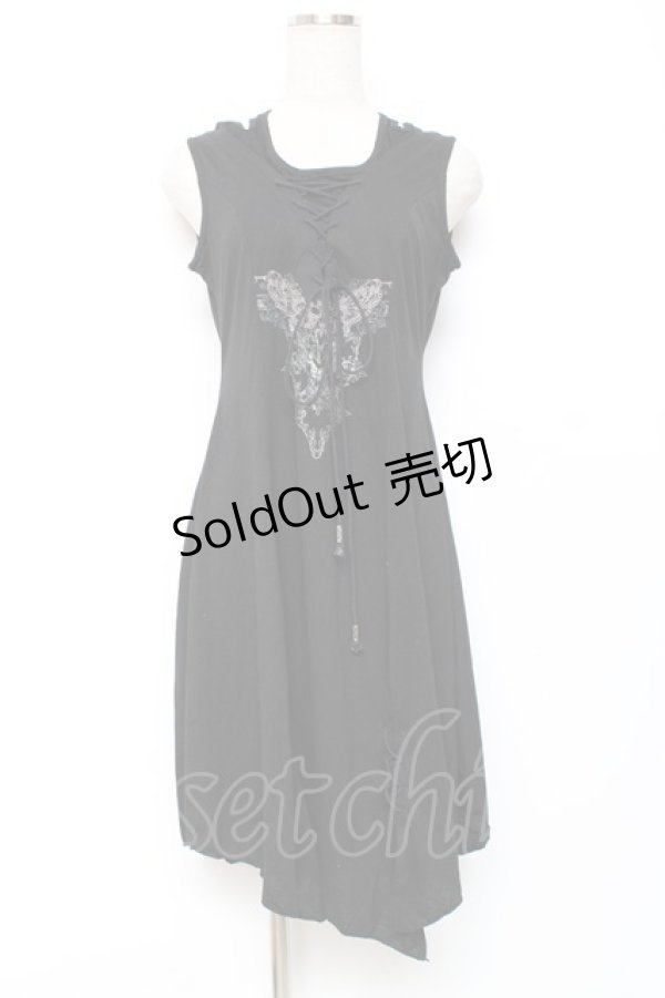 画像1: Rozen Kavalier / プリントノースリーブチュニック  黒 Y-25-12-10-046-OO-TO-SZ-ZY (1)