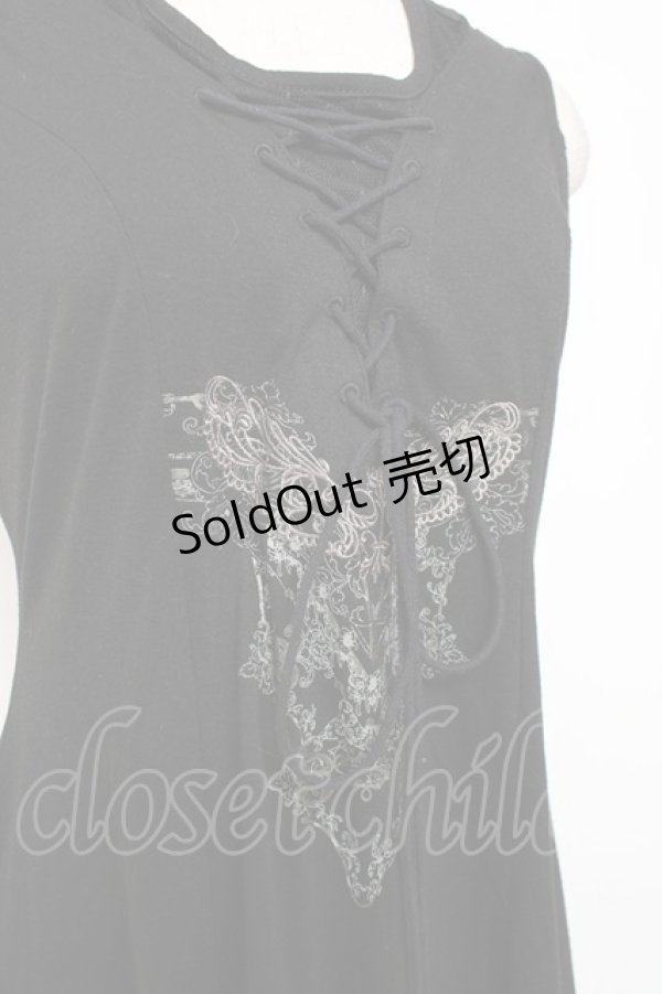 画像4: Rozen Kavalier / プリントノースリーブチュニック  黒 Y-25-12-10-046-OO-TO-SZ-ZY (4)