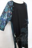 画像3: Qutie Frash / 龍ptロングカットソー  黒×ブルーグリーン Y-25-12-10-048-QU-TO-SZ-ZY (3)
