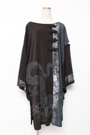 画像: Qutie Frash / 着物袖ロングカットソー  黒 Y-25-12-10-049-QU-TO-SZ-ZY