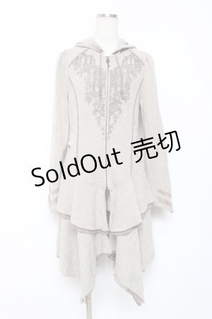 画像: Rozen Kavalier / プリント入りフードフリルZIPカーディガン  ベージュ Y-25-12-10-051-OO-TO-SZ-ZY