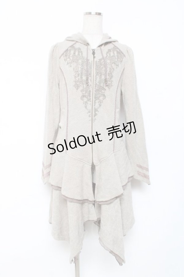 画像1: Rozen Kavalier / プリント入りフードフリルZIPカーディガン  ベージュ Y-25-12-10-051-OO-TO-SZ-ZY (1)