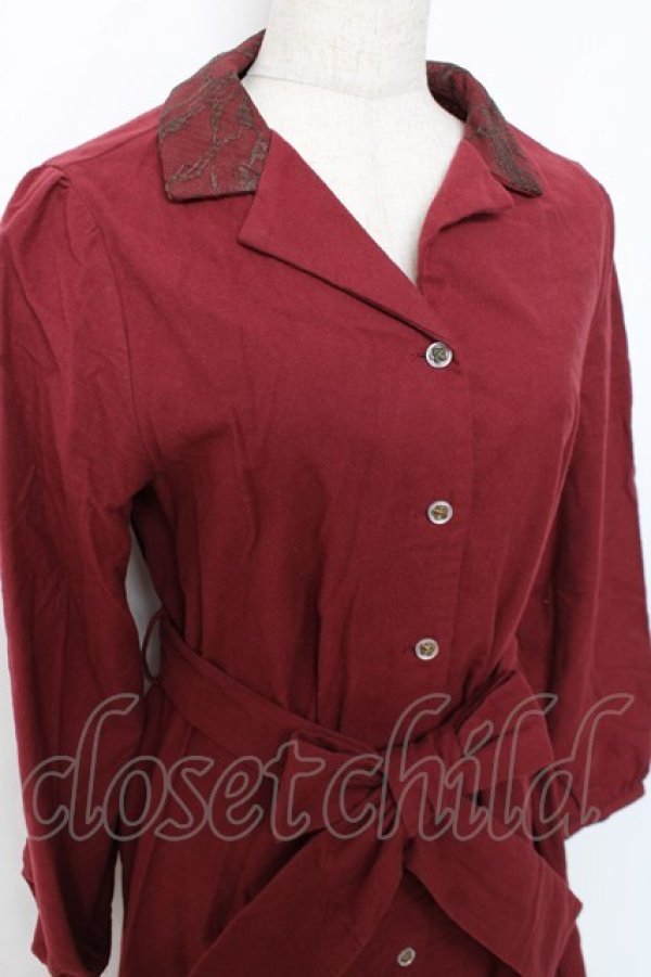 画像3: axes femme / チェックバイカラーシャツワンピース M 赤 Y-25-12-10-056-AX-OP-SZ-ZY (3)