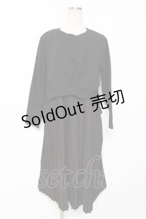 画像: axes femme / プリーツドッキングワンピース M 黒 Y-25-12-10-057-AX-OP-SZ-ZI