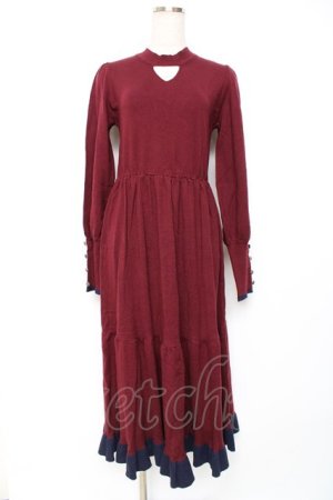 画像: axes femme / チョーカー風ニットワンピース F ワイン Y-25-12-10-058-AX-OP-SZ-ZY