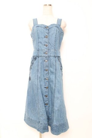 画像: axes femme / 前釦ビスチェ風ジャンスカ M ウォッシュ Y-25-12-10-060-AX-OP-SZ-ZY