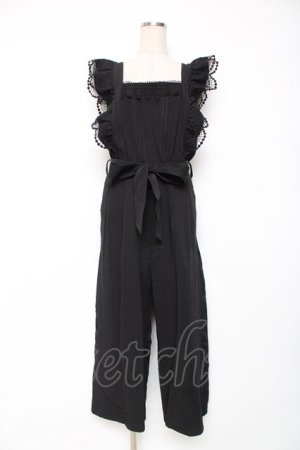 画像: axes femme / フリル×レースサロペット M 黒 Y-25-12-10-061-AX-OP-SZ-ZY