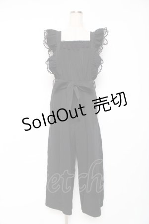 画像: axes femme / フリル×レースサロペット M 黒 Y-25-12-10-061-AX-OP-SZ-ZS