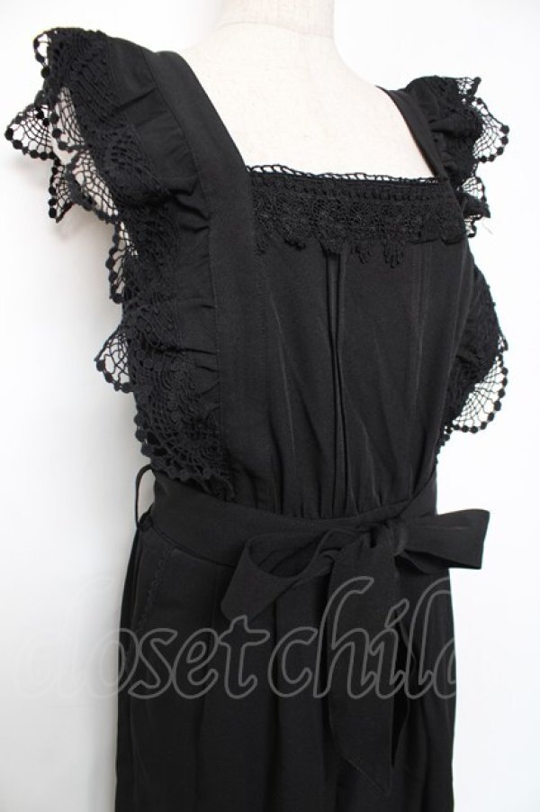 画像3: axes femme / フリル×レースサロペット M 黒 Y-25-12-10-061-AX-OP-SZ-ZY (3)