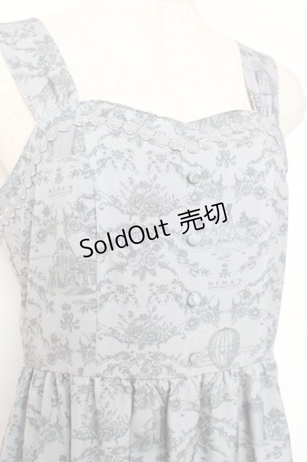 画像3: m petit by misako / NINA'Sトワルドジュイジャンパースカート M ブルーグレー Y-25-12-10-066-LO-OP-SZ-ZS (3)