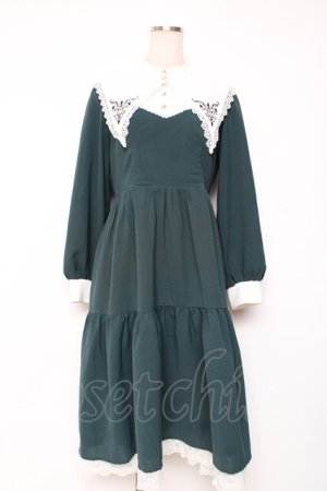 画像: axes femme POETIQUE / 刺繍襟付きシスターワンピース M グリーン Y-25-12-10-067-AX-OP-SZ-ZY