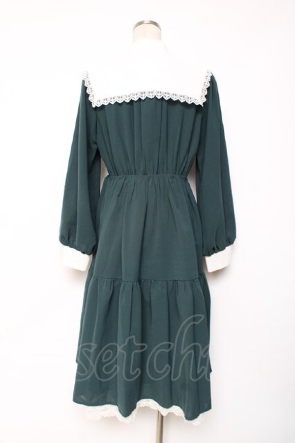 画像2: axes femme POETIQUE / 刺繍襟付きシスターワンピース M グリーン Y-25-12-10-067-AX-OP-SZ-ZY (2)