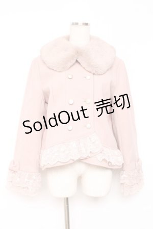 画像: axes femme / 裾レースショートコート M ピンク Y-25-12-10-073-AX-CO-SZ-ZY