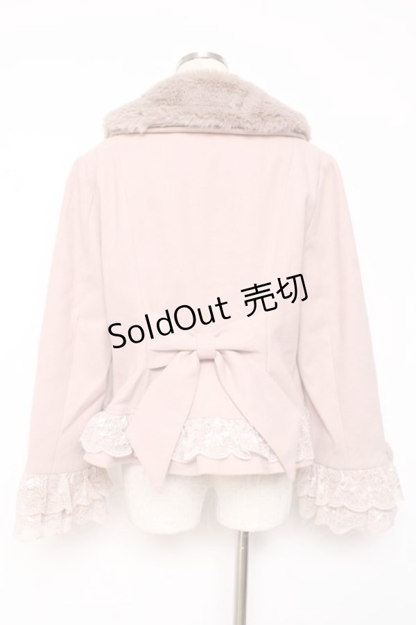 画像2: axes femme / 裾レースショートコート M ピンク Y-25-12-10-073-AX-CO-SZ-ZY (2)