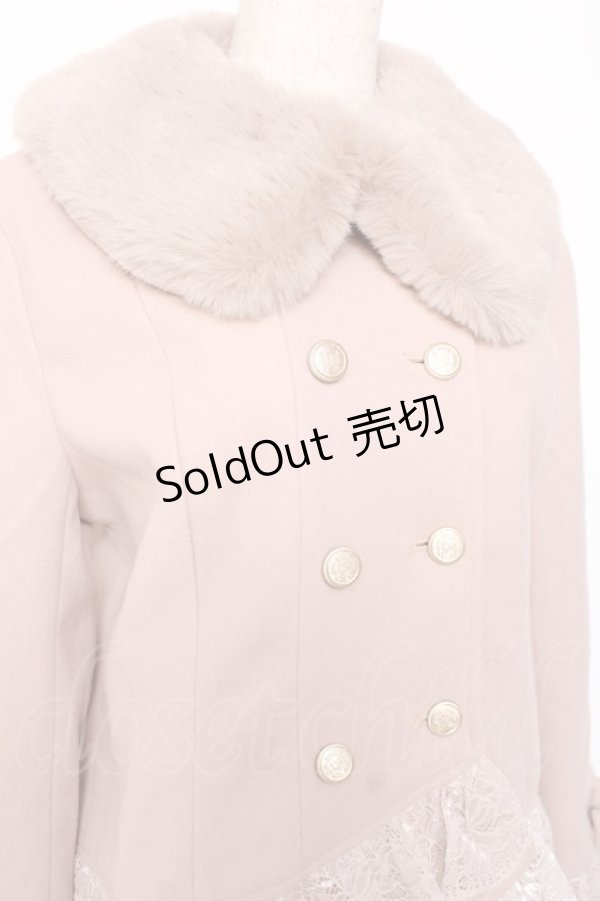 画像3: axes femme / 裾レースショートコート M ピンク Y-25-12-10-073-AX-CO-SZ-ZY (3)