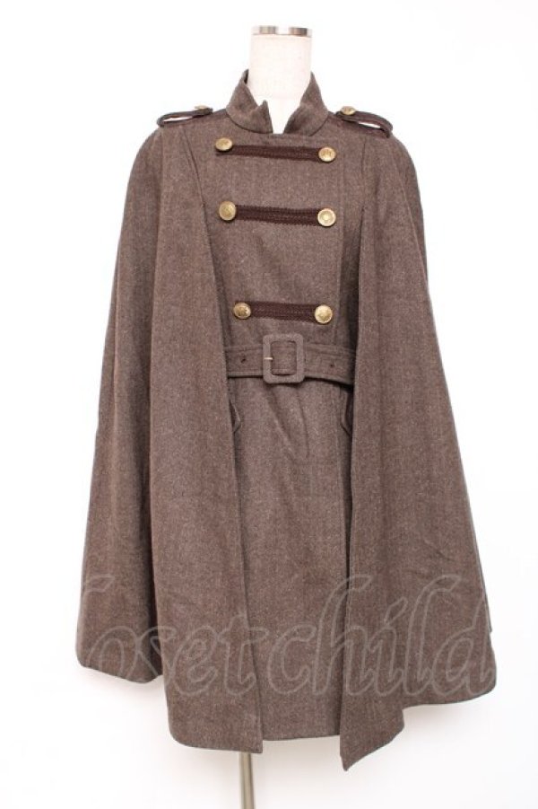 画像1: axes femme / ナポレオンマント風コート M 茶 Y-25-12-10-074-AX-CO-SZ-ZY (1)