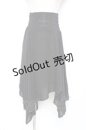画像: Ozz Croce / ウエスト刺繍変形スカート  黒 Y-25-12-10-078-OO-SK-SZ-ZY