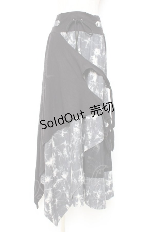 画像1: Ozz Croce / クロス×歯車ptタイダイ変形スカート  黒×グレー Y-25-12-10-079-OO-SK-SZ-ZY (1)