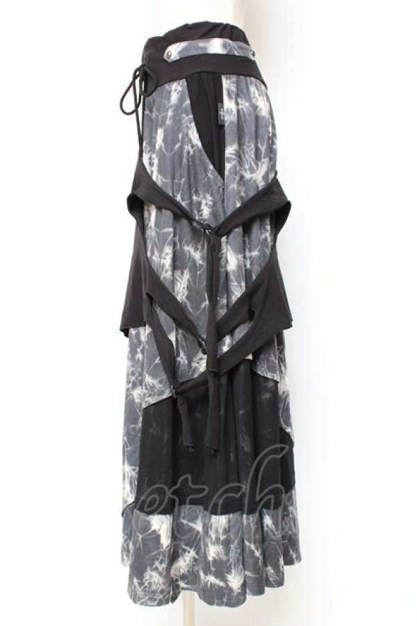 Ozz Croce / クロス×歯車ptタイダイ変形スカート 黒×グレー Y-25-12-10