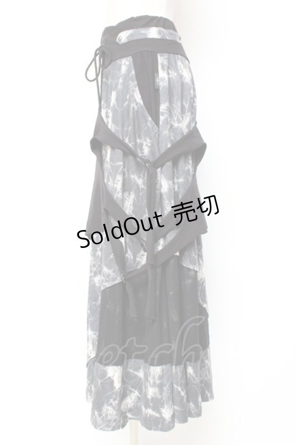 画像2: Ozz Croce / クロス×歯車ptタイダイ変形スカート  黒×グレー Y-25-12-10-079-OO-SK-SZ-ZY (2)