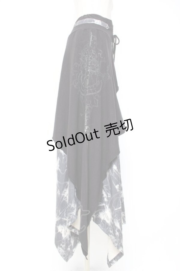 画像4: Ozz Croce / クロス×歯車ptタイダイ変形スカート  黒×グレー Y-25-12-10-079-OO-SK-SZ-ZY (4)