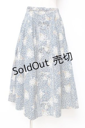 画像: PINK HOUSE / クローバー&シロツメクサスカート  ブルー Y-25-12-10-082-LO-SK-SZ-ZY
