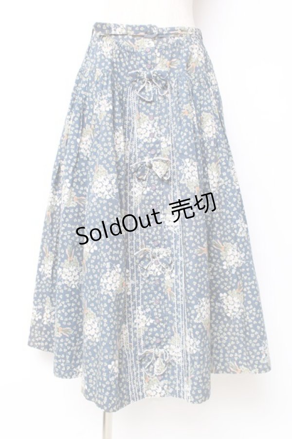 画像1: PINK HOUSE / クローバー&シロツメクサスカート  ブルー Y-25-12-10-082-LO-SK-SZ-ZY (1)
