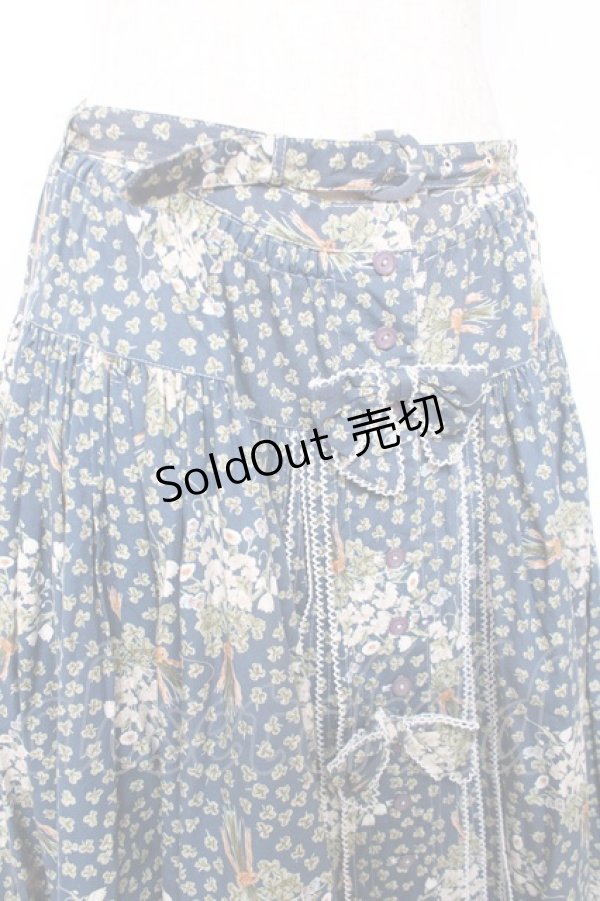 画像3: PINK HOUSE / クローバー&シロツメクサスカート  ブルー Y-25-12-10-082-LO-SK-SZ-ZY (3)