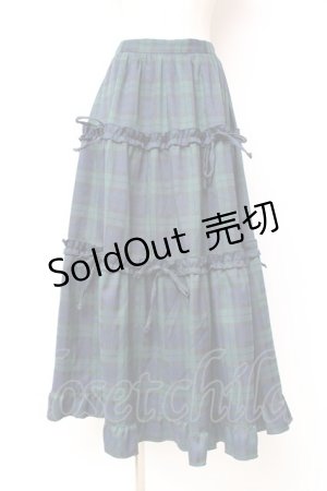 画像: axes femme POETIQUE / チェック柄ティアードスカート M グリーン Y-25-12-10-084-AX-SK-SZ-ZS