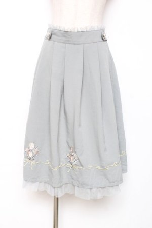 画像: axes femme / ブーケ刺繍タックスカート M ミント Y-25-12-10-087-AX-SK-SZ-ZY