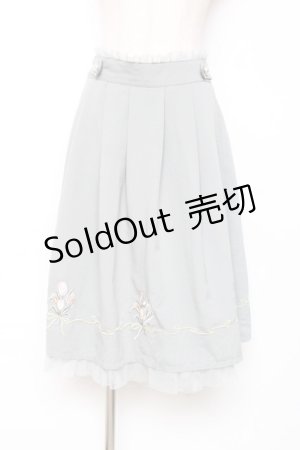 画像: axes femme / ブーケ刺繍タックスカート M ミント Y-25-12-10-087-AX-SK-SZ-ZS