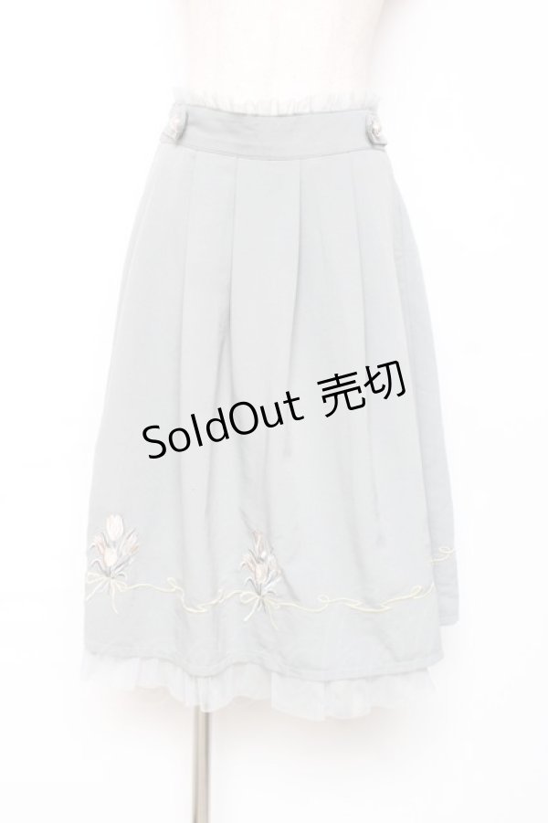 画像1: axes femme / ブーケ刺繍タックスカート M ミント Y-25-12-10-087-AX-SK-SZ-ZS (1)
