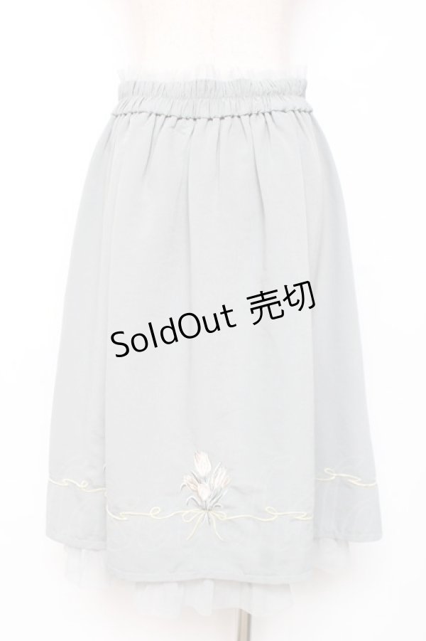 画像2: axes femme / ブーケ刺繍タックスカート M ミント Y-25-12-10-087-AX-SK-SZ-ZS (2)