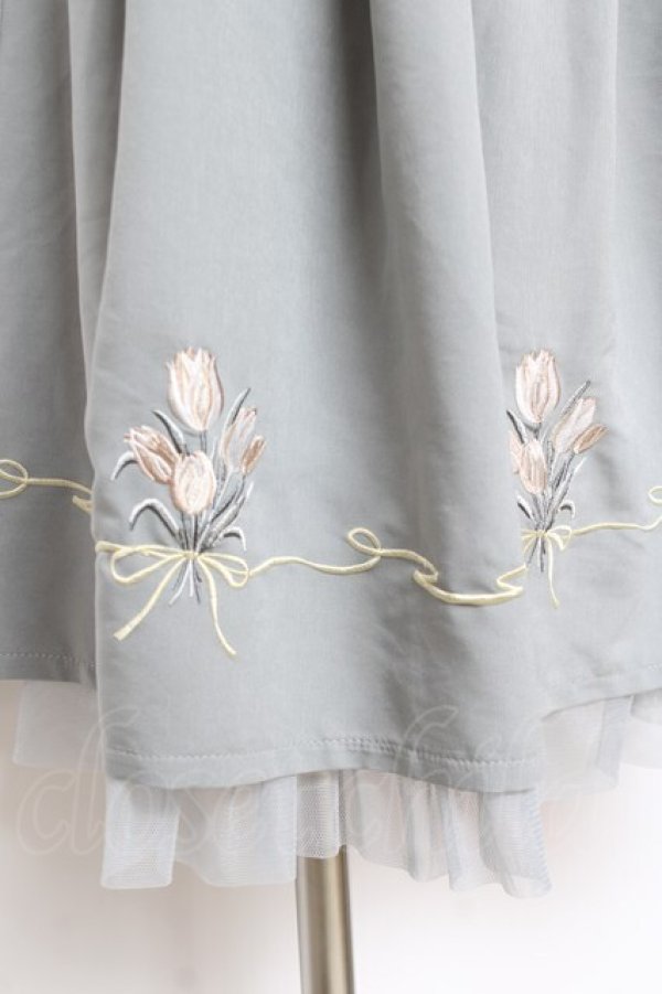 画像4: axes femme / ブーケ刺繍タックスカート M ミント Y-25-12-10-087-AX-SK-SZ-ZS (4)