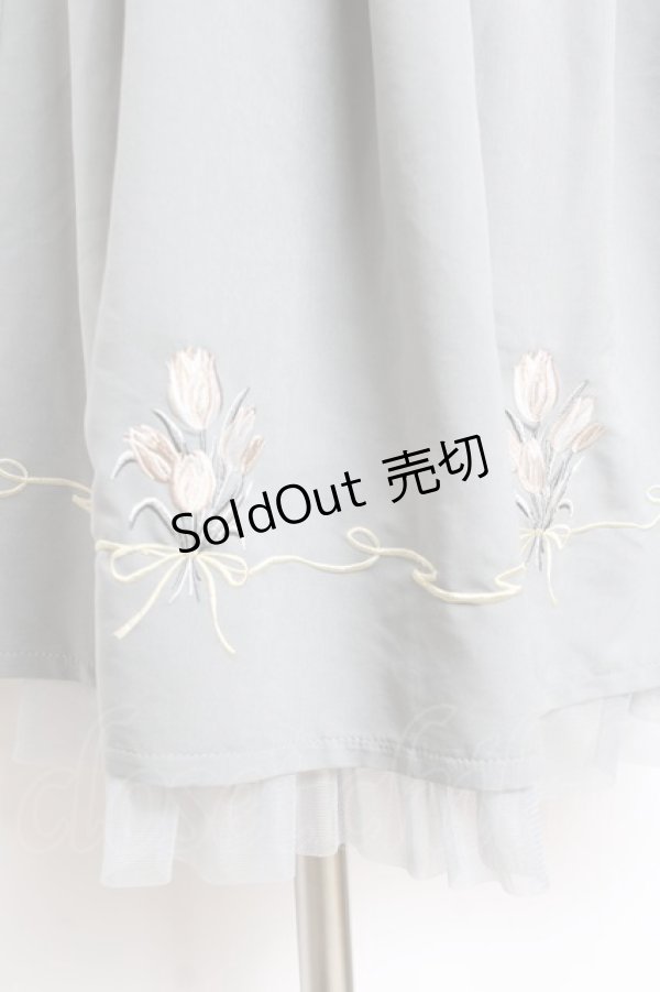 画像4: axes femme / ブーケ刺繍タックスカート M ミント Y-25-12-10-087-AX-SK-SZ-ZS (4)