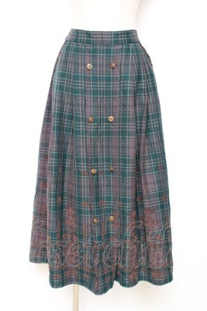 画像: axes femme / フロッキーチェックスカート M グリーン Y-25-12-10-091-AX-SK-SZ-ZY