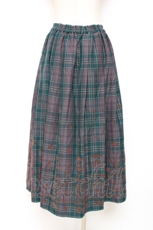 画像2: axes femme / フロッキーチェックスカート M グリーン Y-25-12-10-091-AX-SK-SZ-ZI (2)