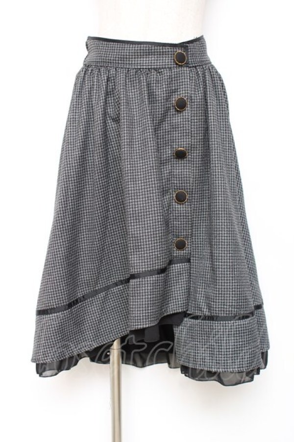 画像1: axes femme POETIQUE / 千鳥格子ボタンスカート M 黒 Y-25-12-10-092-AX-SK-SZ-ZY (1)