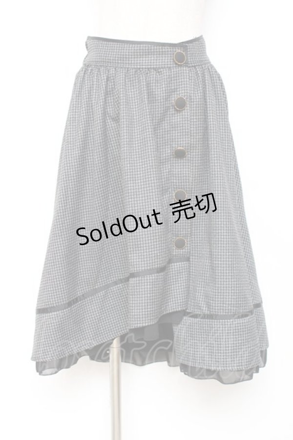 画像1: axes femme POETIQUE / 千鳥格子ボタンスカート M 黒 Y-25-12-10-092-AX-SK-SZ-ZY (1)