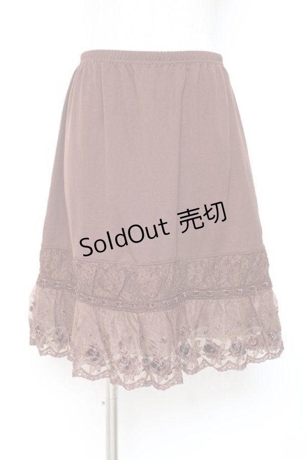 画像1: axes femme / バラ刺繍ペチスカート M 茶 Y-25-12-10-095-AX-SK-SZ-ZY (1)