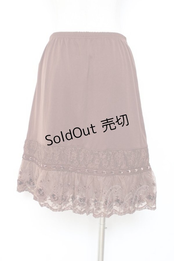 画像2: axes femme / バラ刺繍ペチスカート M 茶 Y-25-12-10-095-AX-SK-SZ-ZY (2)