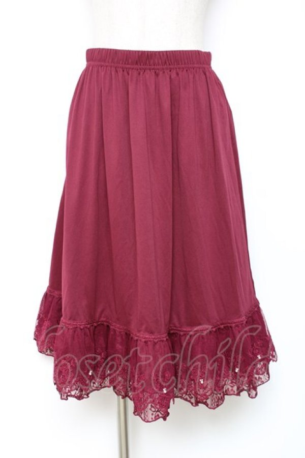画像1: axes femme / レース重ねペチスカート M ワイン Y-25-12-10-096-AX-SK-SZ-ZY (1)