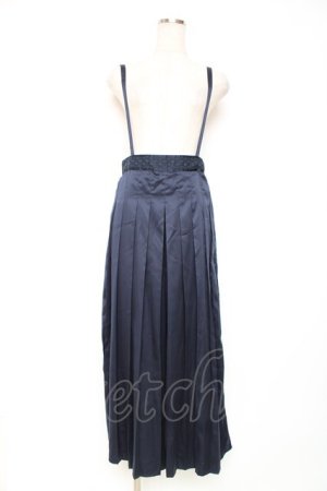 画像: axes femme POETIQUE / サス付きサテンプリーツパンツ M 紺 Y-25-12-10-100-AX-PA-SZ-ZY