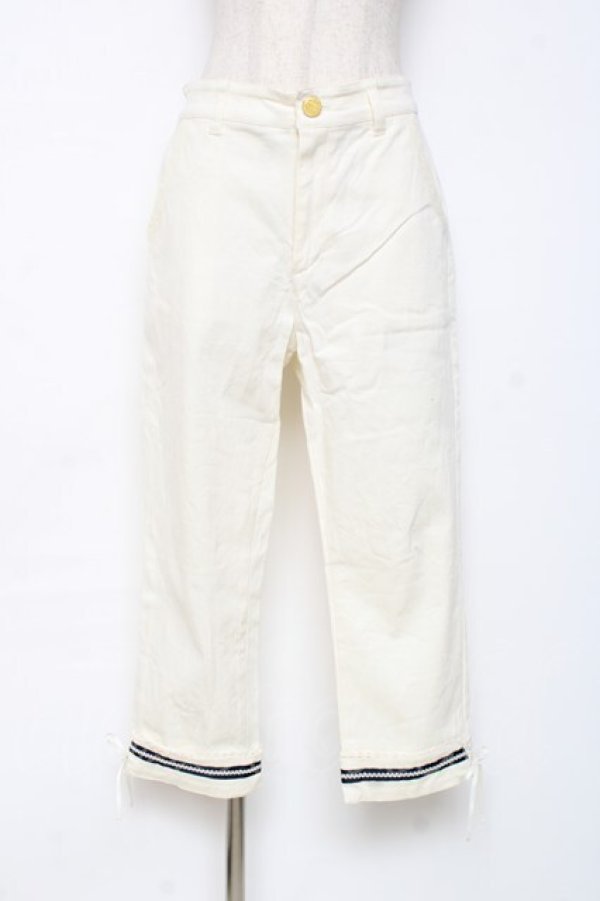 画像1: axes femme / レースアップクロップドパンツ L 白 Y-25-12-10-102-AX-PA-SZ-ZY (1)