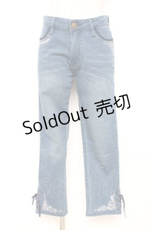 画像: axes femme / ちょうちょ刺繍デニムパギンス M インディゴ Y-25-12-10-106-AX-PA-SZ-ZY