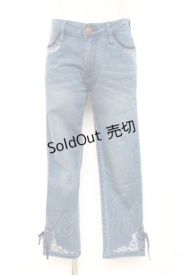 画像1: axes femme / ちょうちょ刺繍デニムパギンス M インディゴ Y-25-12-10-106-AX-PA-SZ-ZY (1)