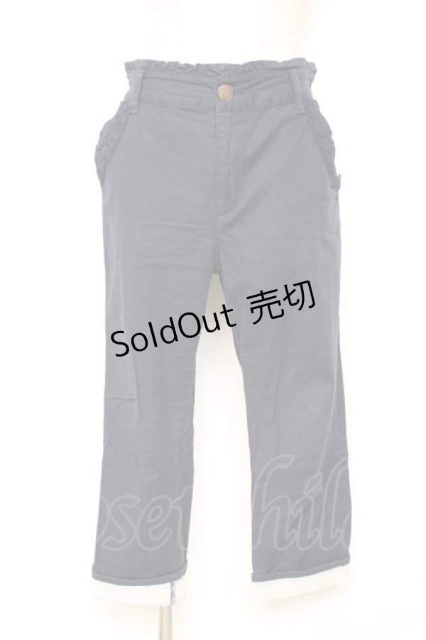 画像1: axes femme / 綿麻クロップドパンツ L 紺 Y-25-12-10-107-AX-PA-SZ-ZI (1)