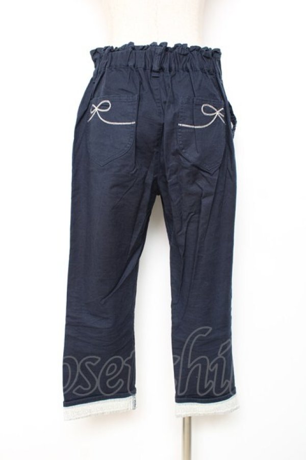 画像2: axes femme / 綿麻クロップドパンツ L 紺 Y-25-12-10-107-AX-PA-SZ-ZY (2)