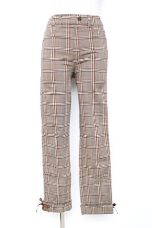 画像: axes femme / 裾レースアップ裏起毛レギパン M 茶 Y-25-12-10-110-AX-PA-SZ-ZY