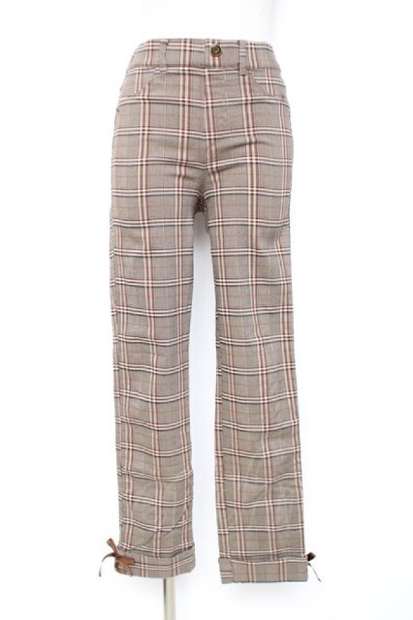 画像1: axes femme / 裾レースアップ裏起毛レギパン M 茶 Y-25-12-10-110-AX-PA-SZ-ZI (1)